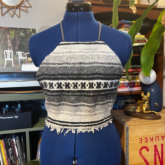 Vintage Tops - Vintage Mexican Blanket Baja Halter Top